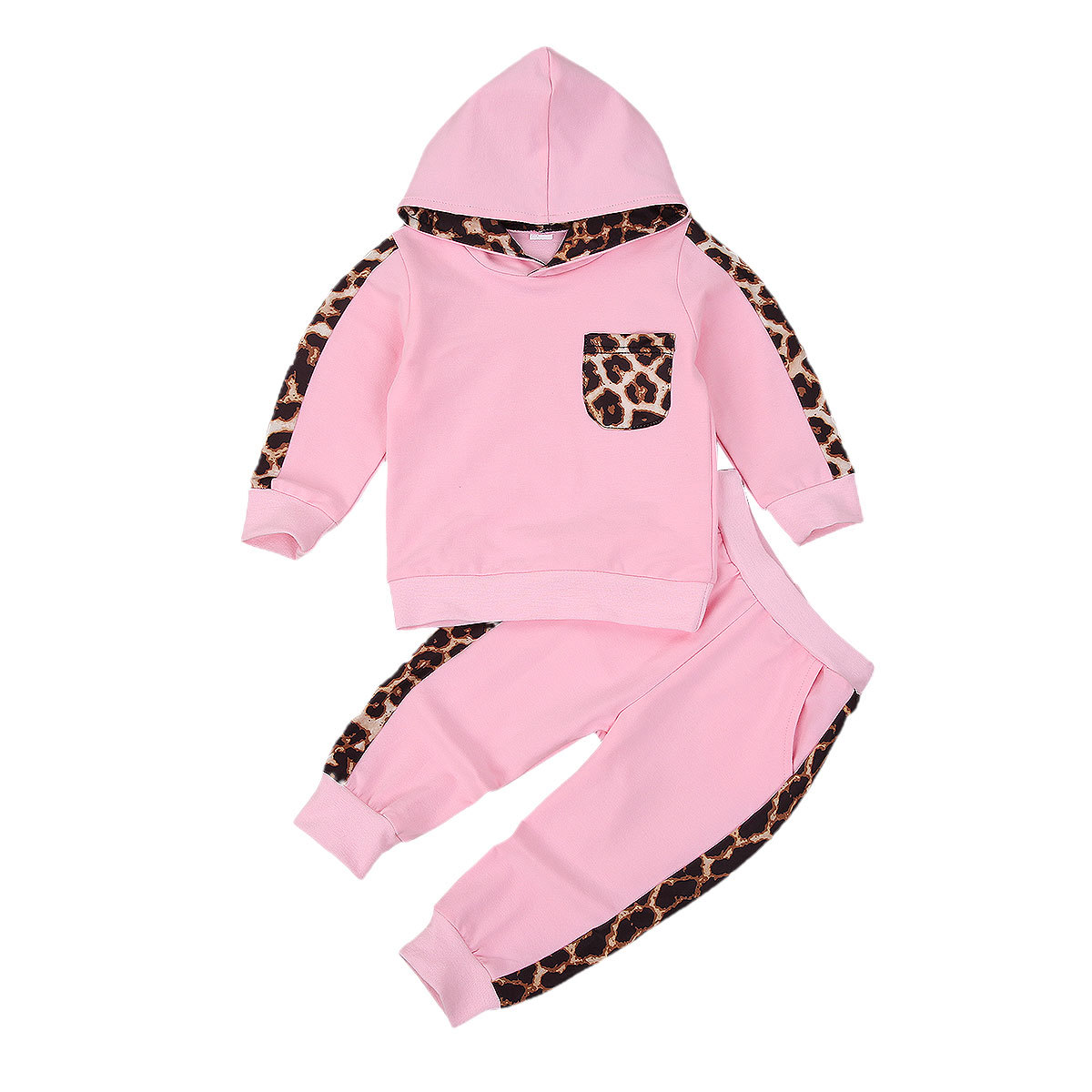 2020 New Kids Baby Girls Clothes Set Autumn Long Sleeve Leopard Hoodies Tops + Sweatpants Sets Casual Kids Tracksuits 1-6YX1019