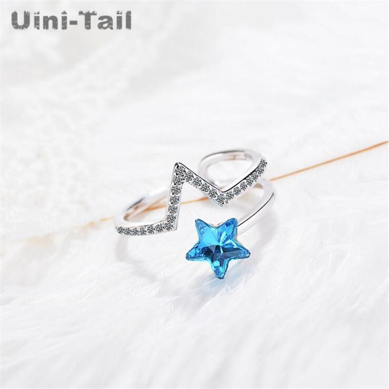 Band Rings Uini-Tail 925 Sterling Silver Fashion Wild Open Ring Blue Artificial Crystal Stars Personality Hipster Jewelry
Band Rings Uini-Tail 925 Sterling Silver Fashion Wild Open Ring Blue Artificial Crystal Stars Personality Hipster Jewelry