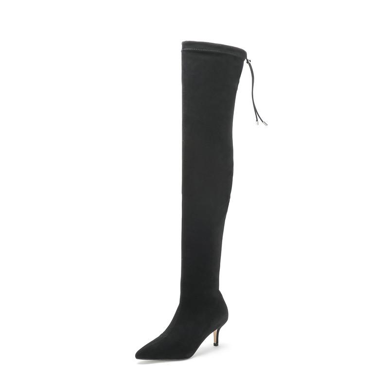 Elastic Over The Knee Women Boots Black Pointed Toe Thigh High Boots 6.5Cm High Heel Suede Big Size 45 Spring Autumn
Elastic Over The Knee Women Boots Black Pointed Toe Thigh High Boots 6.5Cm High Heel Suede Big Size 45 Spring Autumn