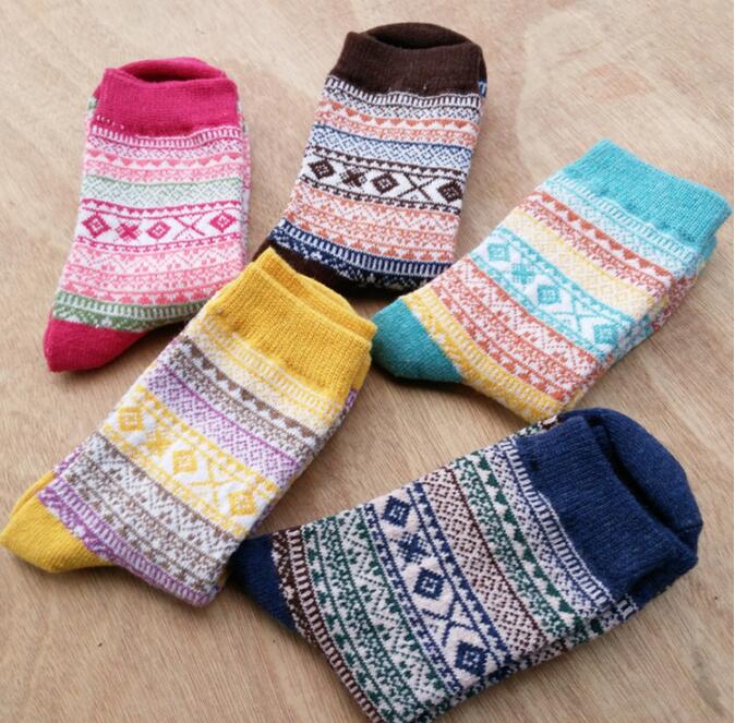 rabbit wool warm socks for girls lady men winter jacquard soft sock hot floor sleep socks Adult Christmas Stockings