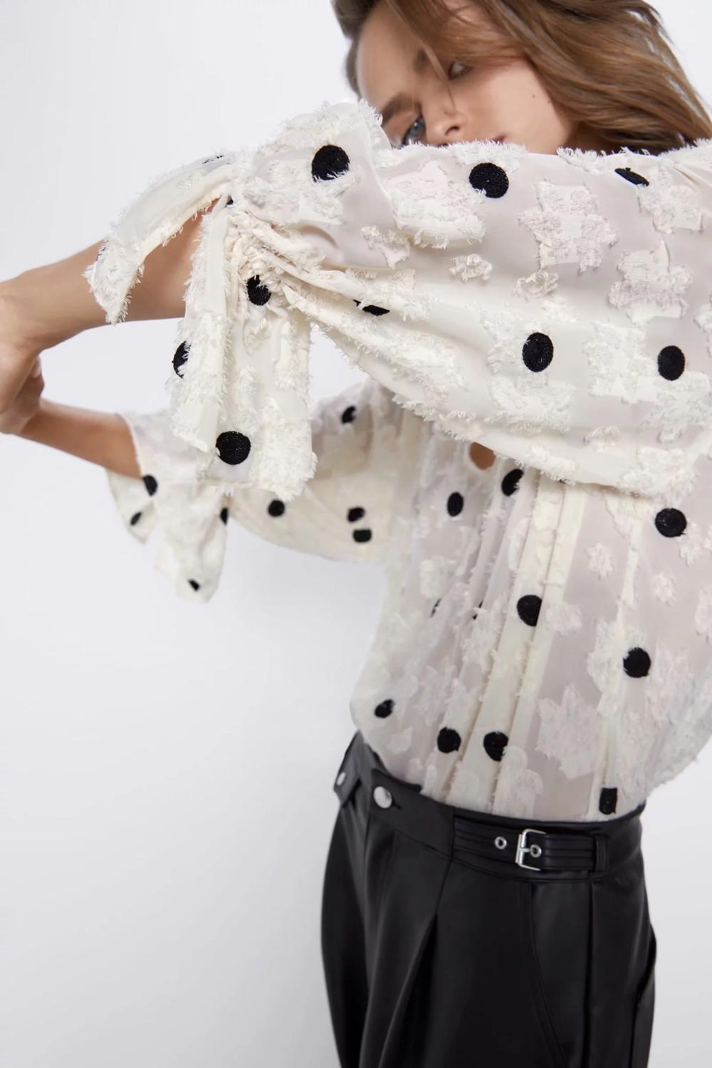 Withered england elegant vintage texture polka dot blusas mujer de moda 2020 kimono shirt women womens tops and blouse plus size T200321