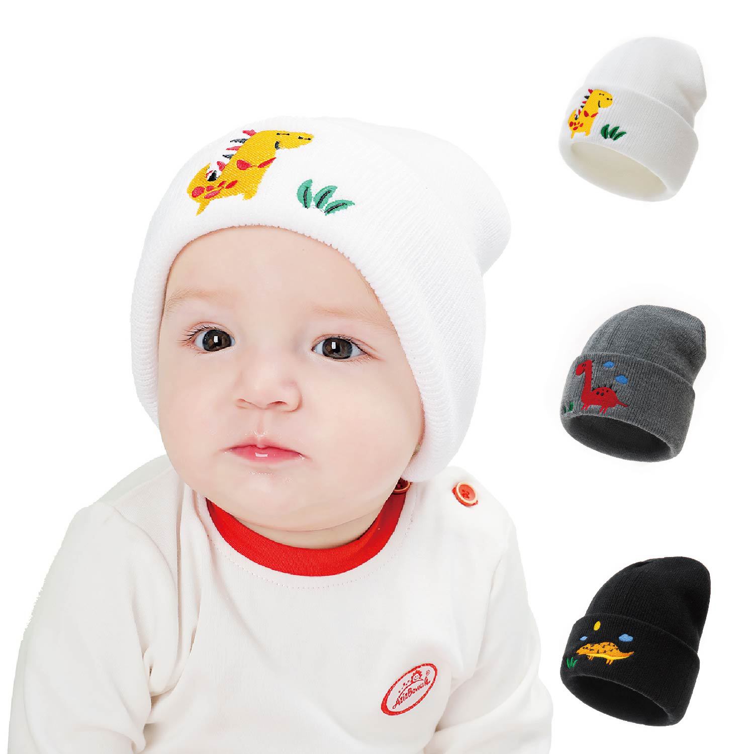 Dinosaur embroidery New Baby Hat winter hat Baby Hat for Boys Girls Knitted Cap Winter Warm Solid Color Children cap