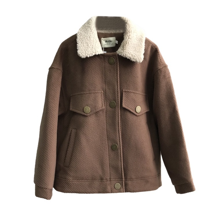Korean version of lamb plush jacket coat winter thick coat women short woolen coat 201222