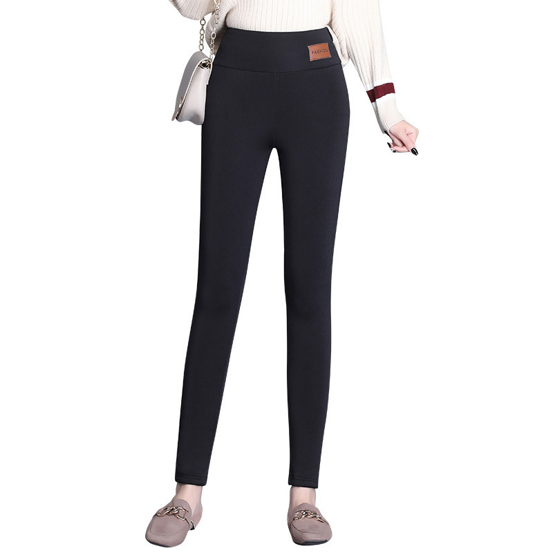 REALEFT Plus Size Women's Winter Leggings Warm Pants Chic Velvet Thicken Slimming Cashmere Warmed Leggings With Fleece 201202