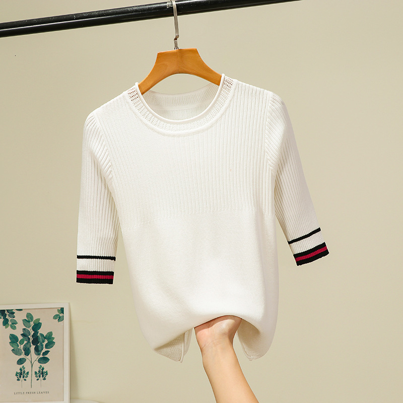 2021 New Summer Women t Shirt Fashion Knitted Short Sleeves Tees Top O-neck Rib Female Casual T-shirt 9bjr, White
2021 New Summer Women t Shirt Fashion Knitted Short Sleeves Tees Top O-neck Rib Female Casual T-shirt 9bjr, White
