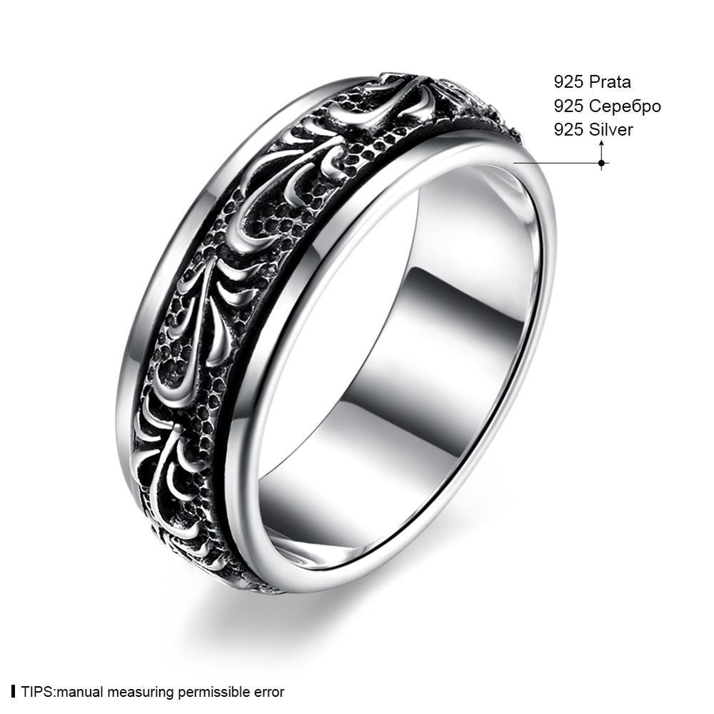 GOMAYA 925 Sterling Silver Rings Rotate Carving Flower Gothic Vintage Rock Punk Cocktail for Men and Women Wedding Fine Jewelry 201006