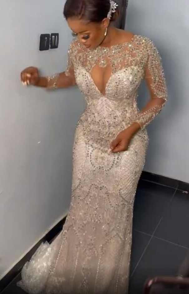 2022 Plus Size Arabic Aso Ebi Silver Luxurious Mermaid Prom Dresses Beaded Lace Evening Formal Party Second Reception Birthday Engagement Gowns Dress 