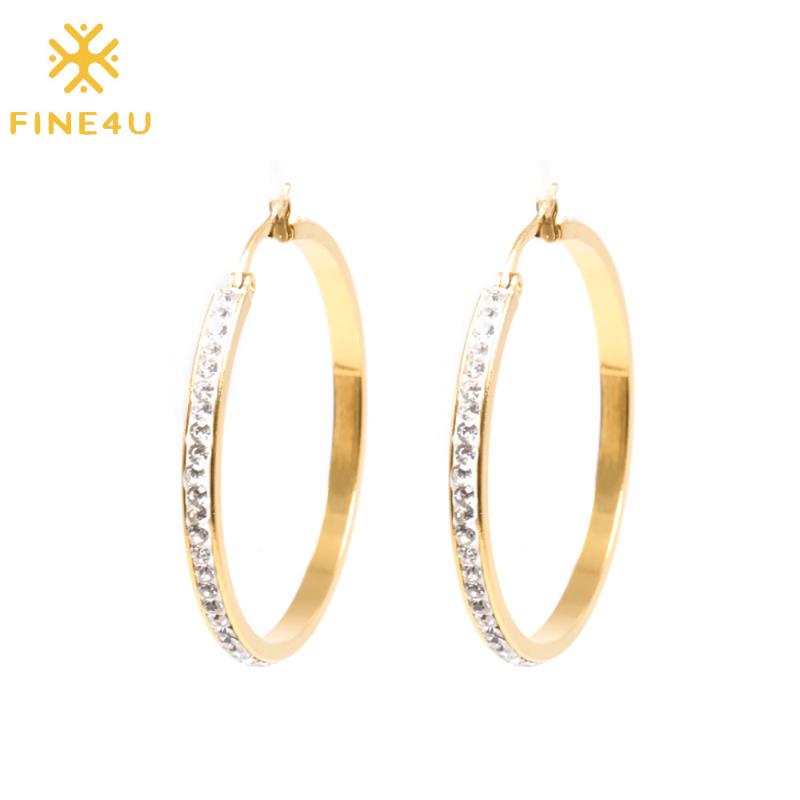 FINE4U E212 Cubic Zirconia Big Hoop Earrings Stainless Steel Hypoallergenic Hoops for Women Girls
FINE4U E212 Cubic Zirconia Big Hoop Earrings Stainless Steel Hypoallergenic Hoops for Women Girls