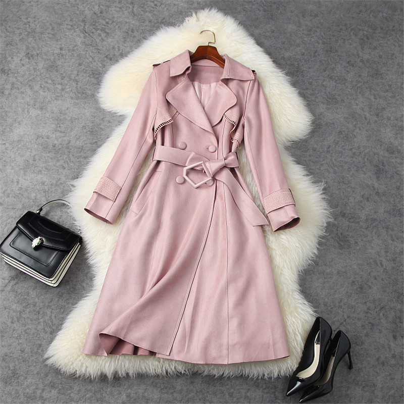 Autumn Winter Trench Coat for Women 2020 New Designers Turn Down Collar Long Suede Leather Windbreaker Elegant Lady Outerwear, Pink
Autumn Winter Trench Coat for Women 2020 New Designers Turn Down Collar Long Suede Leather Windbreaker Elegant Lady Outerwear, Pink