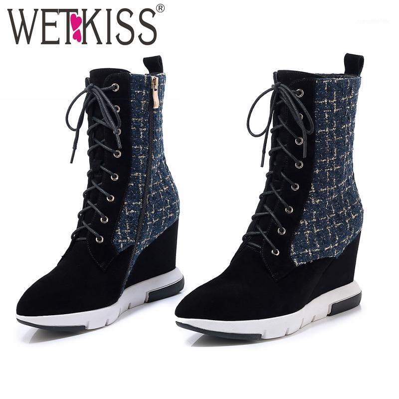 WETKISS Cow Suede Ankle Boots Women Plaid Wedges High Heels Booties Platform Shoes Female Pointed Toe Shoes Ladies 2020 New1, Black
WETKISS Cow Suede Ankle Boots Women Plaid Wedges High Heels Booties Platform Shoes Female Pointed Toe Shoes Ladies 2020 New1, Black