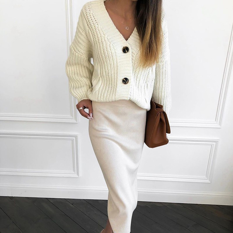 LUZUZI Autumn winter casual long-sleeved button sweater cardigan jacket women loose thick wool twist knitted sweater outwear 201221