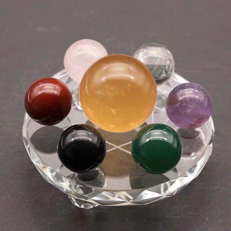 

Natural quartz crystal ball seven star array crystal ball reiki meditation decorated chakra healing set