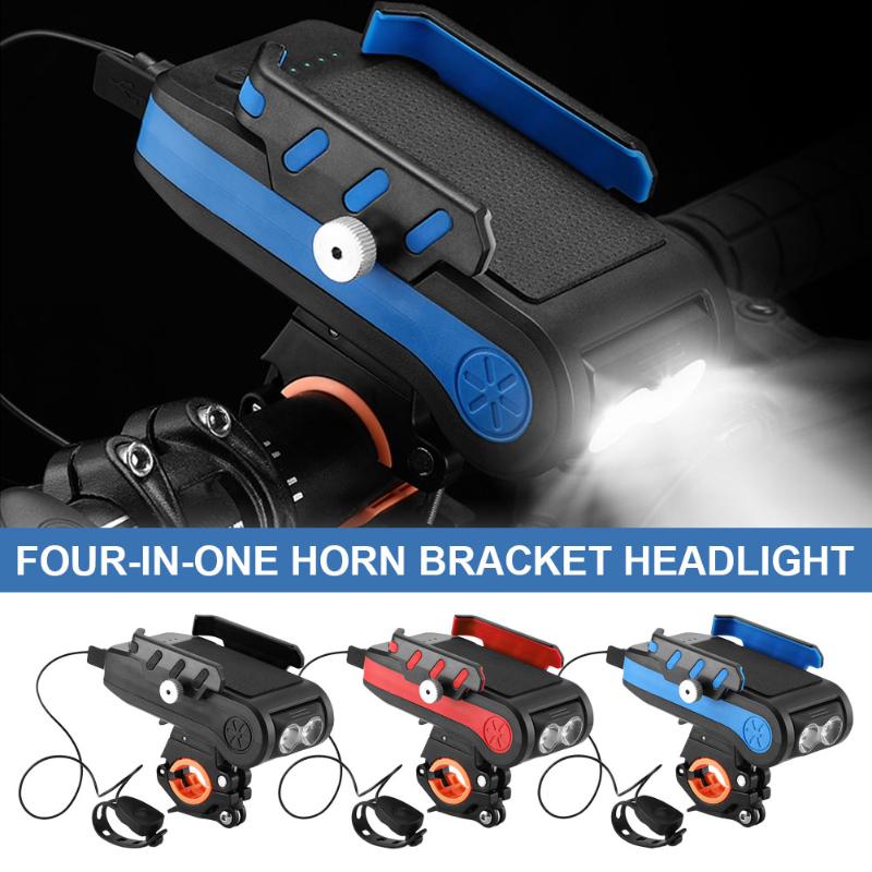 Multifunction 4 in 1 Bicycle Front Light with Power Bank Phone Holder Horn 130db Waterproof USB Rechargeable MTB Bike Light
Multifunction 4 in 1 Bicycle Front Light with Power Bank Phone Holder Horn 130db Waterproof USB Rechargeable MTB Bike Light
