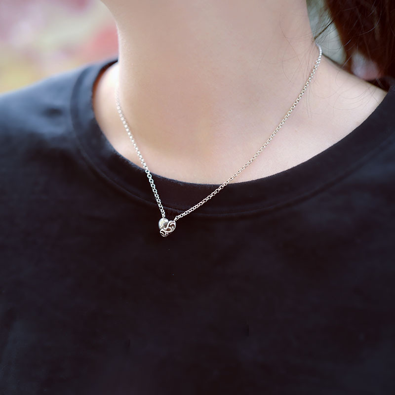 Vintage style 925 sterling silver designer jewelry American European handmade antique silver heart pendant necklace with link chain