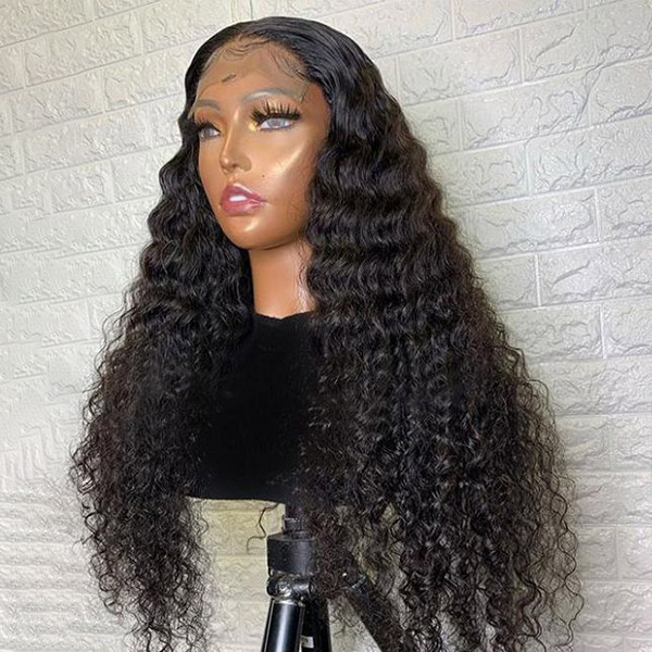 Ishow 5*5 Transparent Lace Closure Wig 28 34 40 INCH Loose Deep Curly Body Water Straight Brazilian Human Hair Lace Front Wigs Peruvian Hair