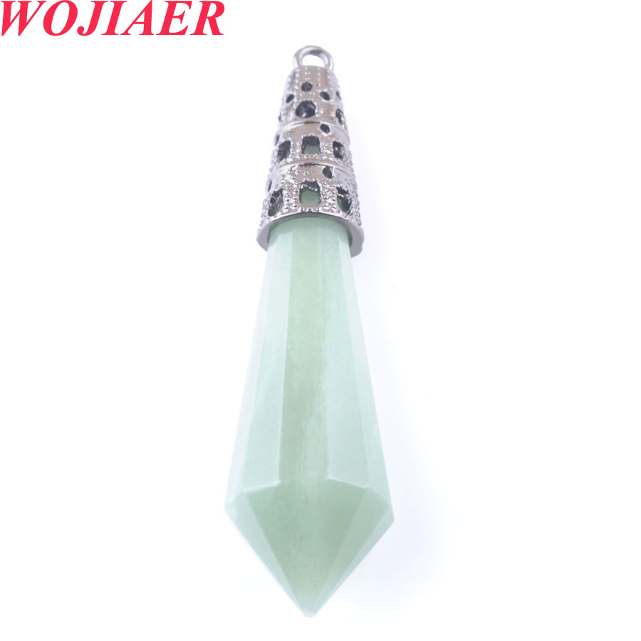 WOJIAER Retro Natural Stone Pendants for Necklaces 12 Faceted Pyramid Wicca Purple Crystal Sodalite Tiger Eye Opal Reiki DBO917