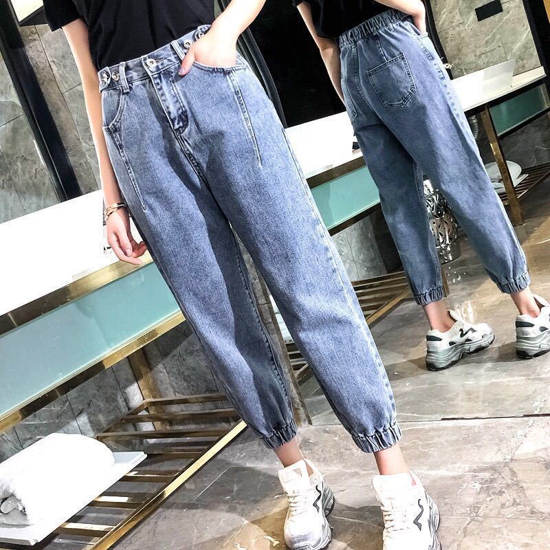 oversize high waist jeans elastic loose korean JEANS women boyfriend pants women plus size oversized jeans woman trousers 201029