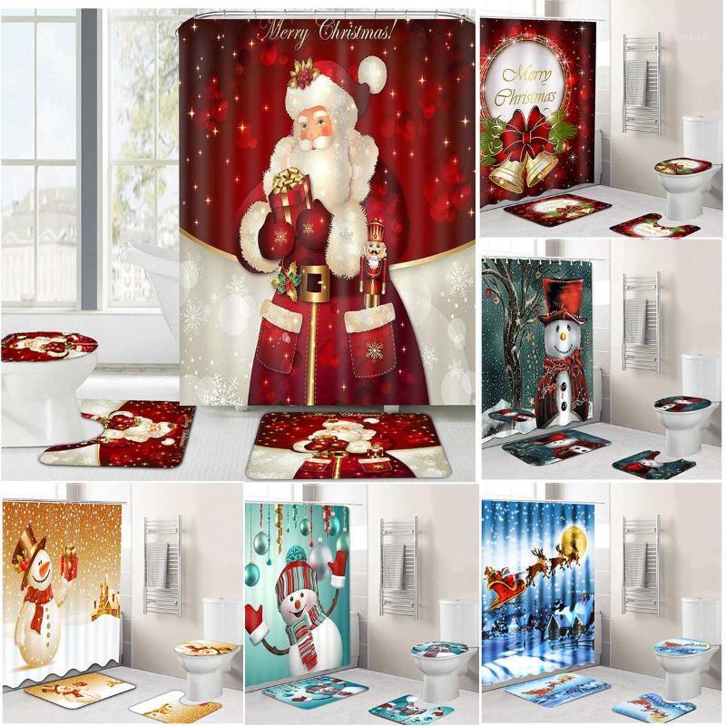 2020 4Pcs Merry Christmas Bathroom set Snowman Santa Father Bell Elk Pattern Waterproof Shower Curtain Toilet Cover Mat Non Slip1
2020 4Pcs Merry Christmas Bathroom set Snowman Santa Father Bell Elk Pattern Waterproof Shower Curtain Toilet Cover Mat Non Slip1
