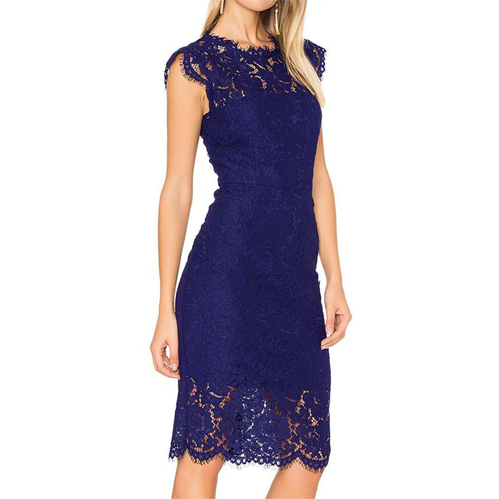 Summer Women Evening Party Dresses Sleeveless Lace Package Hip Bodycon Short Pencil Dress Lady Wrap Dresses