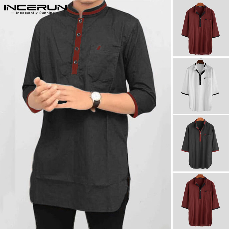 Men Shirt Indian Clothing Cotton Stand Collar 3/4 Sleeve Chic Vintage Patchwork Pockets Kurta Men Casual Shirts INCERUN 2020 3XL C1222, Black shirt
Men Shirt Indian Clothing Cotton Stand Collar 3/4 Sleeve Chic Vintage Patchwork Pockets Kurta Men Casual Shirts INCERUN 2020 3XL C1222, Black shirt
