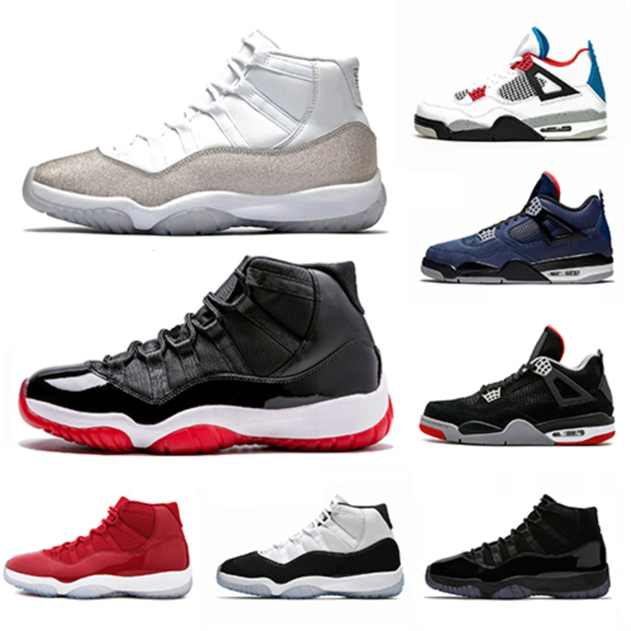 2020 X Bred 11 Mens Basketball shoes Metallic Silver WMNS 11s Black red Loyal Blue 4s What The 4 Men Nakeskin New
2020 X Bred 11 Mens Basketball shoes Metallic Silver WMNS 11s Black red Loyal Blue 4s What The 4 Men Nakeskin New