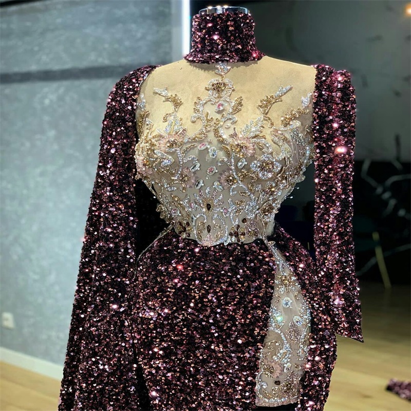 Luxury Evening Dresses Sexy Side Split Bling Sequins Beads Lace Prom Dresses Custom Made Appliqued Halter Sheath Amazing Pageant Gown