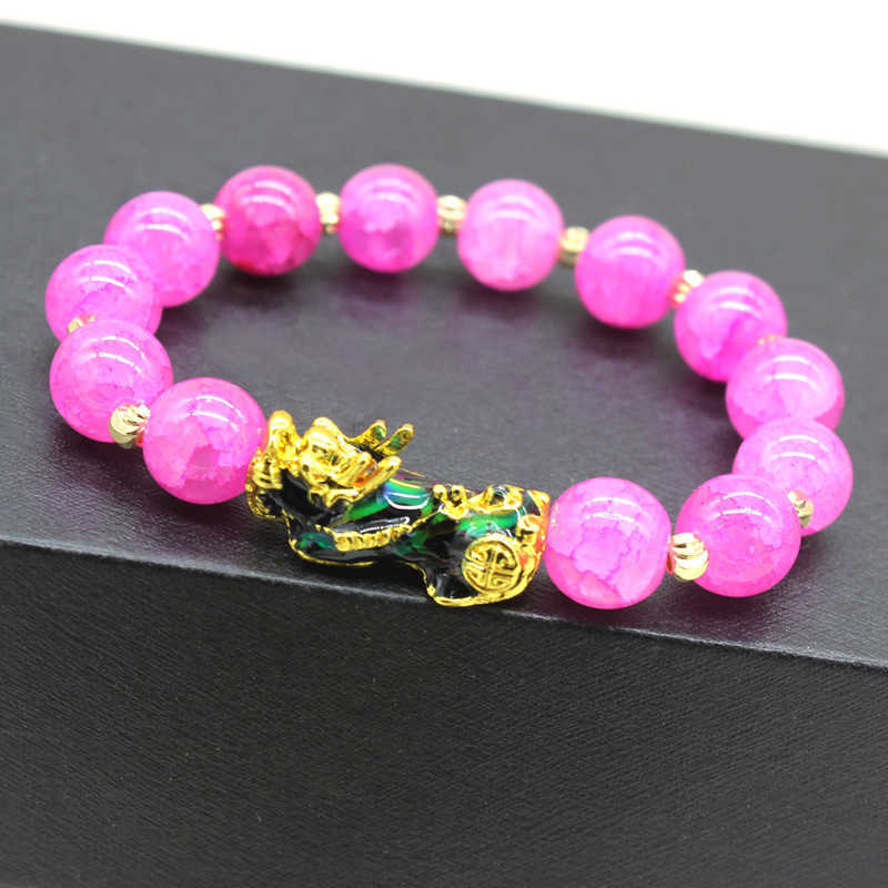 China Factory Green Jade Beads Brave Lucky Feng Shui Bracelet Gold PIXIU Bracelet For Gift