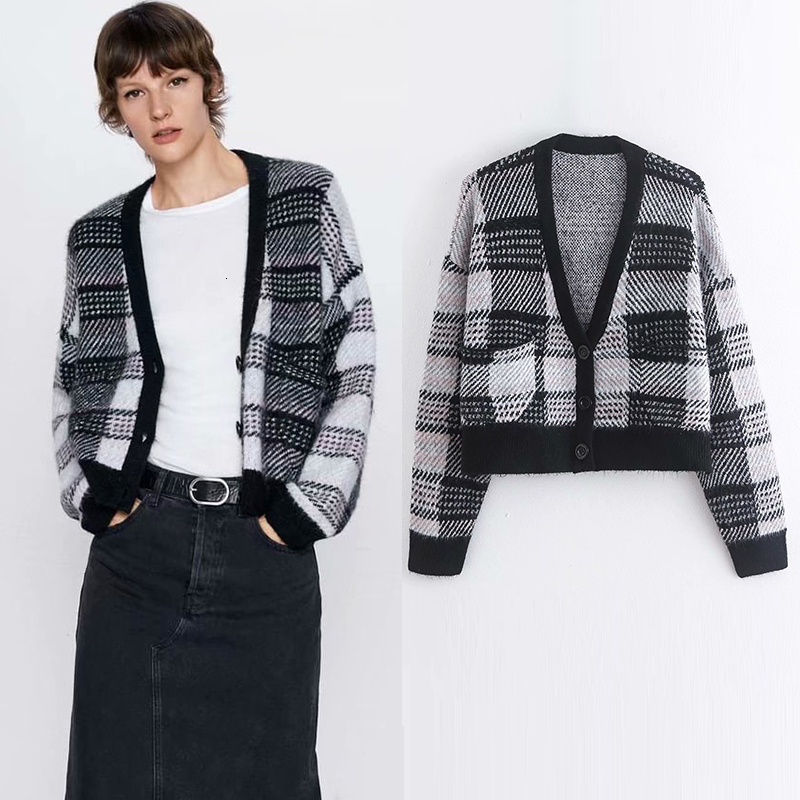 2021 New Elegant Women Plaid Knitted Cardigans Single-breasted Thicken Warm Sweater Female Autumn V-neck Outwear Tops Lrhx
2021 New Elegant Women Plaid Knitted Cardigans Single-breasted Thicken Warm Sweater Female Autumn V-neck Outwear Tops Lrhx