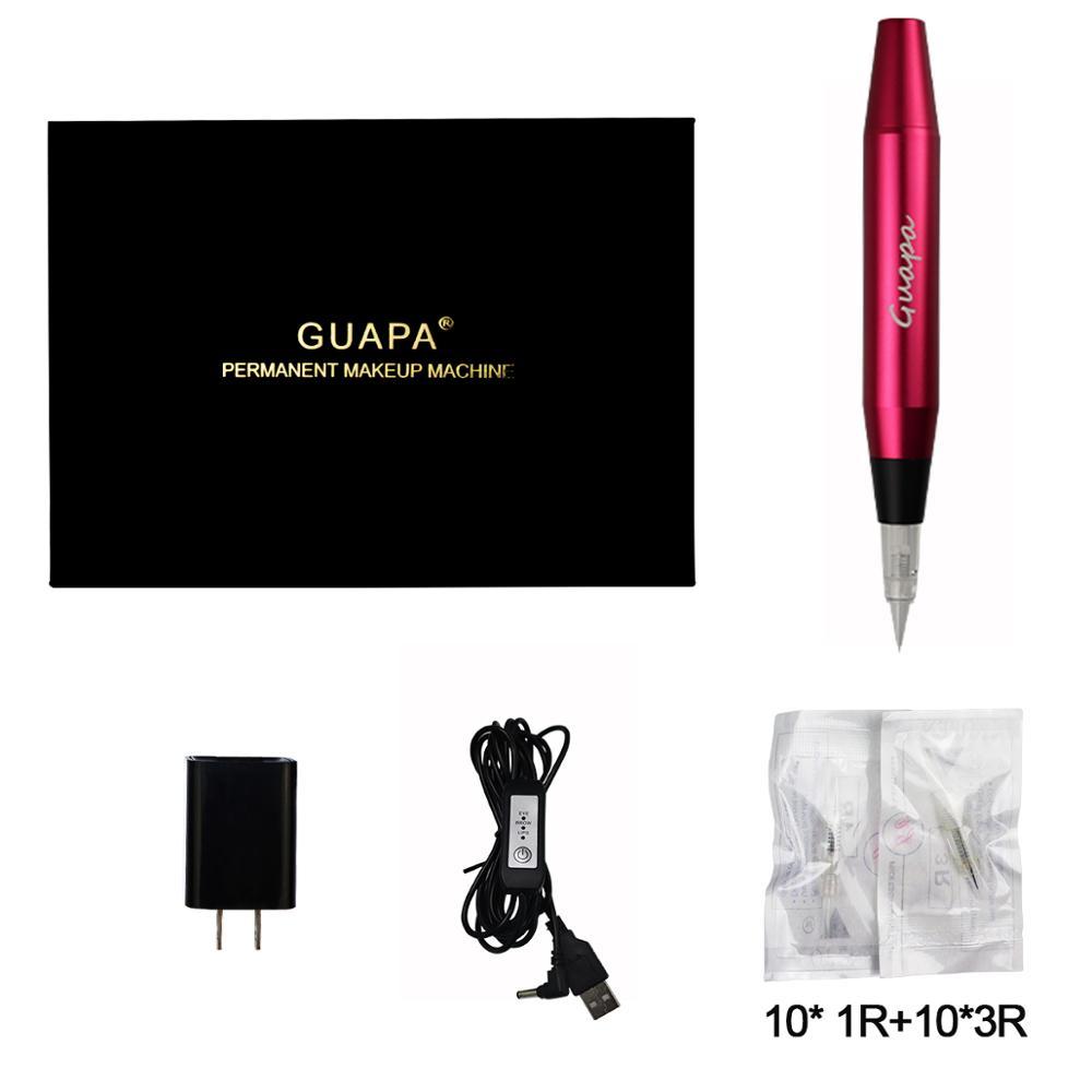 Portable Makeup eyebrow lip pen Permanent Makeup machine Equipment 3D microblade Tattoo Gun Set with 20pcs Cartridge Needle Tips 201112