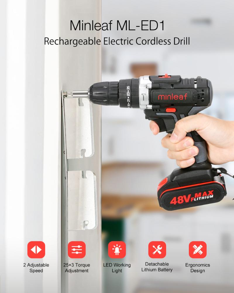 48V Cordless Impact Drill Electric Screwdriver Dual Speed 25+3 Torque Mini Wireless Power Driver With 2Pcs Lithium-Ion Battery
48V Cordless Impact Drill Electric Screwdriver Dual Speed 25+3 Torque Mini Wireless Power Driver With 2Pcs Lithium-Ion Battery