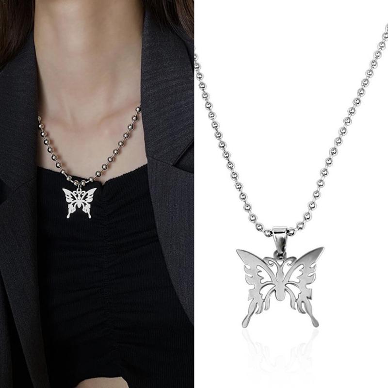 Pendant Necklaces Butterfly Necklace Stainless Steel Goth Fashion Jewelry Men Women Punk Ball Chain Temperament Streetwea
Pendant Necklaces Butterfly Necklace Stainless Steel Goth Fashion Jewelry Men Women Punk Ball Chain Temperament Streetwea