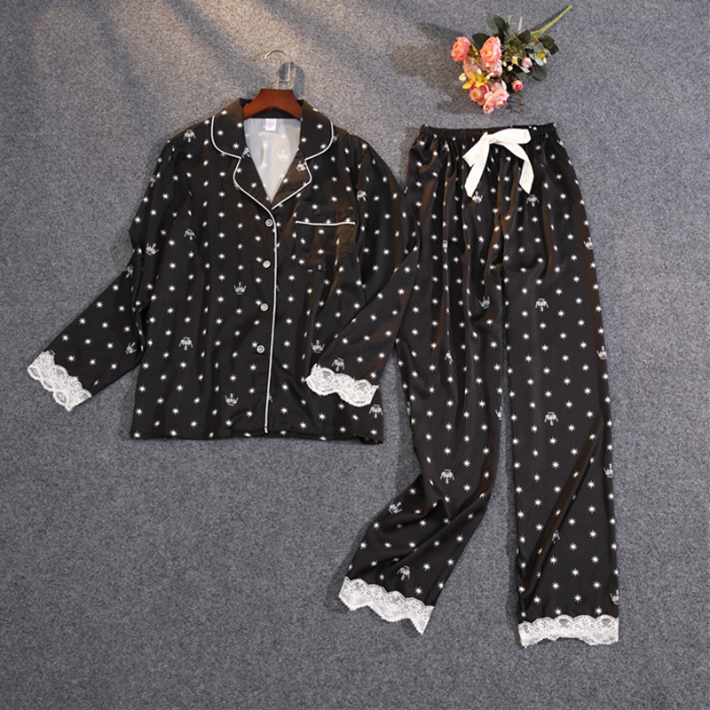 2021 New Spring Summer Sets of Oversized Pajamas Pringting Female Sleepwear to Sleep with Long Sleeve Lace Nightwear Ladies P0xh, Style 1
2021 New Spring Summer Sets of Oversized Pajamas Pringting Female Sleepwear to Sleep with Long Sleeve Lace Nightwear Ladies P0xh, Style 1