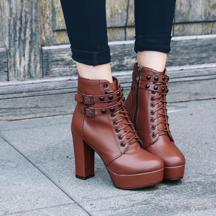 PXELENA Vintage Rivet Buckle Biker Motorcycle Boots Women Shoes Lace Up Platform Square Chunky Block High Heels Punk Gothic Boot, Brown
PXELENA Vintage Rivet Buckle Biker Motorcycle Boots Women Shoes Lace Up Platform Square Chunky Block High Heels Punk Gothic Boot, Brown