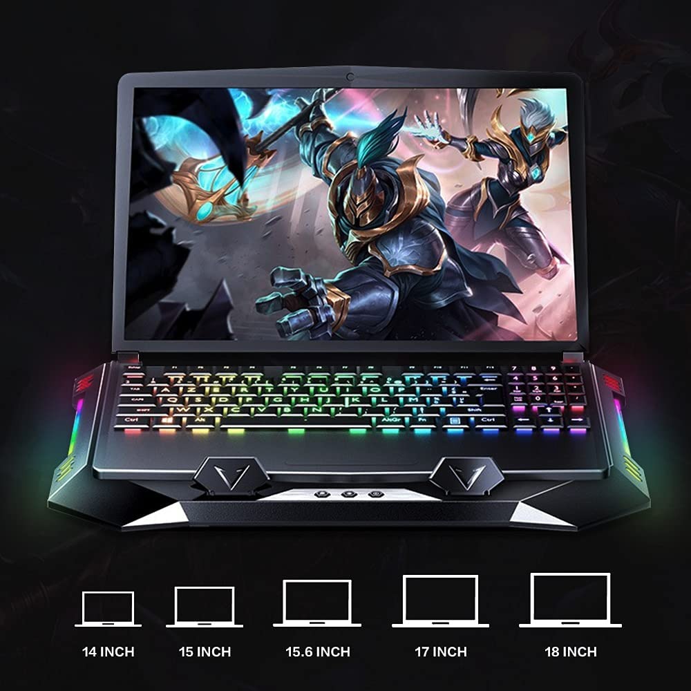 Laptop Cooling Pad for 14-18 Inch Gaming Laptop Stand with Double Blower, Gaming Laptop Cooler Stand with 7 Angle Adjustable, Two USB Ports and Colorf