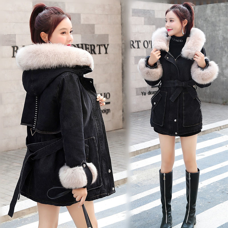 Winter New Women lamb cashmere Thick Denim Jacket Loose Warm Coat Casual Korean Hooded Female Jean Outerwear Tops R457 201106
