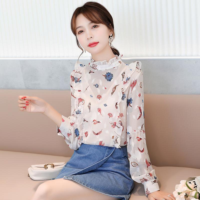 COIGARSAM Fashion Full Sleeve blouse women New Spring Floral Print Chiffon blusas womens tops and blouses Pink 9833
COIGARSAM Fashion Full Sleeve blouse women New Spring Floral Print Chiffon blusas womens tops and blouses Pink 9833