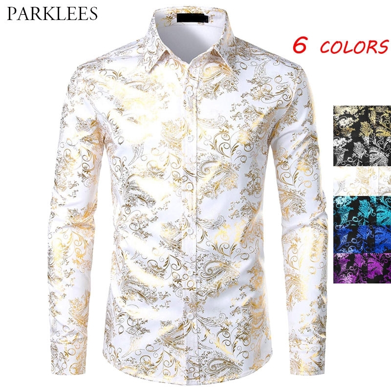 White Shirt Men Shiny Bronzing Floral Mens Shirts Casual Slim Fit Mens Party Shirts Wedding Men Dress Shirt Long Sleeve Chemise LJ200928
White Shirt Men Shiny Bronzing Floral Mens Shirts Casual Slim Fit Mens Party Shirts Wedding Men Dress Shirt Long Sleeve Chemise LJ200928