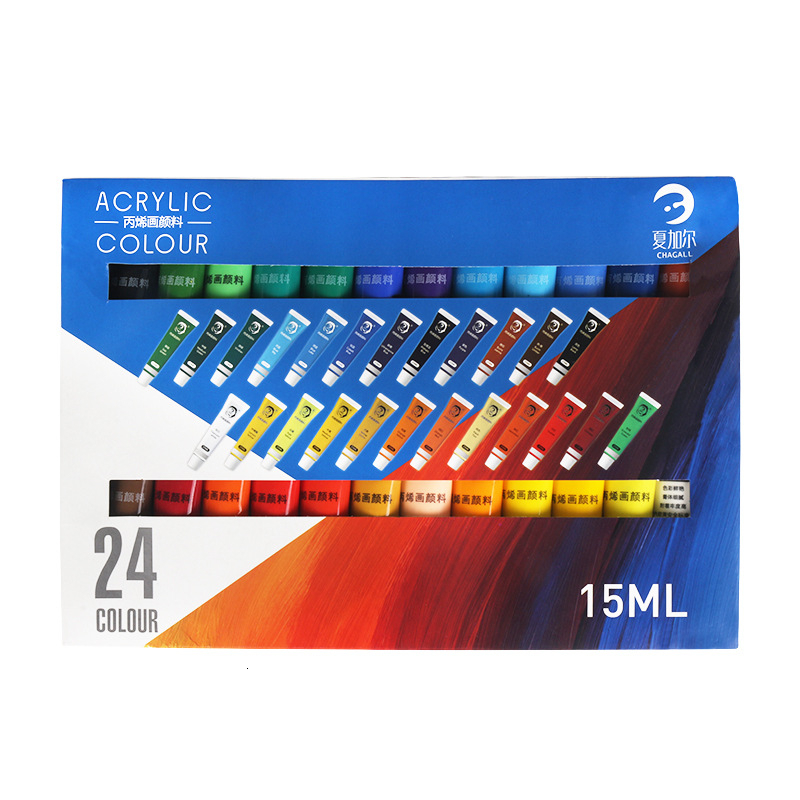 12/24 Colors 15ML Tube Professional Acrylic Paint Set For Fabric Clothing Nail Glass Drawing Painting For Kids Art Supplies 201225