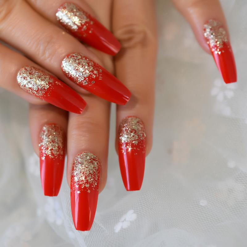 New Arrival Red Coffin Fake Nails Gold Powder Medium Press On Nails Full Cover Acrylic Ballerina, L5217
New Arrival Red Coffin Fake Nails Gold Powder Medium Press On Nails Full Cover Acrylic Ballerina, L5217