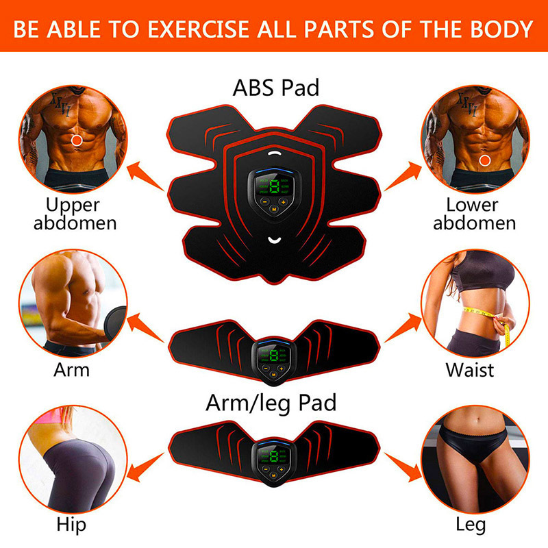 ABS Muscle Stimulator Hip Trainer Electric EMS Abdominal Stimulator Fitness Massage Slimming Massager Body Shaping LED Display 201124