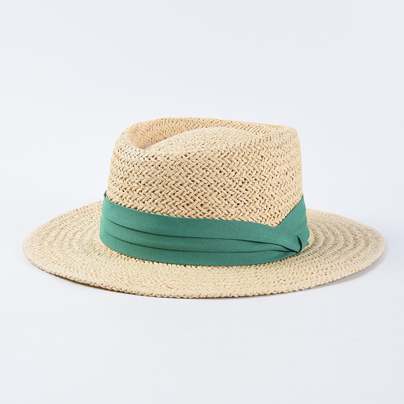New Handmade Straw Beach Hat For Women Summer Holiday Panama Cap Fashion Concave Flat Sun Protection Visor Hats Wholesale 201027