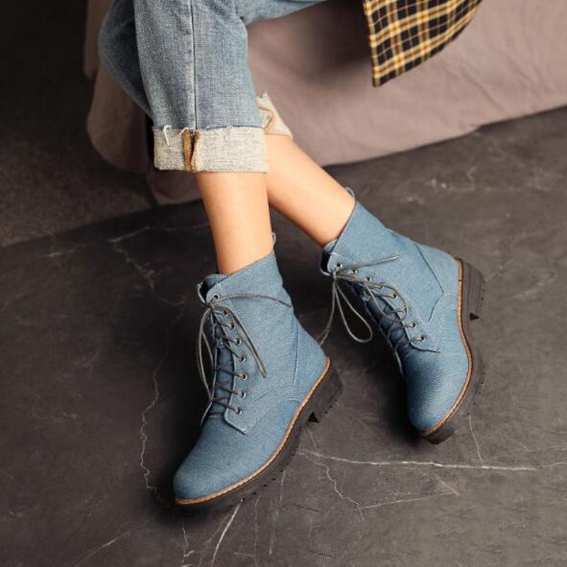 women ankle boots chaussure booties plus size low heels denim jean autumn lace up warm shoes woman zapatos mujer sapato D2082, Black
women ankle boots chaussure booties plus size low heels denim jean autumn lace up warm shoes woman zapatos mujer sapato D2082, Black