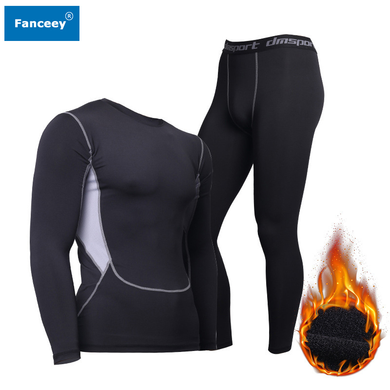 Fanceey Winter Thermal Underwear Men Keep Warm Long Johns Men Fitness Compression Underwear Thermo Undershirts Leggings Fleece 201023