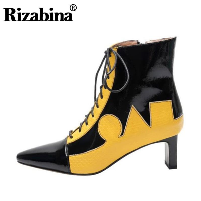 RizaBina Fashion Mixed Color Women Ankle Boots Pointed Toe Cross Strap High Heels Shoes Genuine Leather Women Boots Size 33-40, Yellow
RizaBina Fashion Mixed Color Women Ankle Boots Pointed Toe Cross Strap High Heels Shoes Genuine Leather Women Boots Size 33-40, Yellow