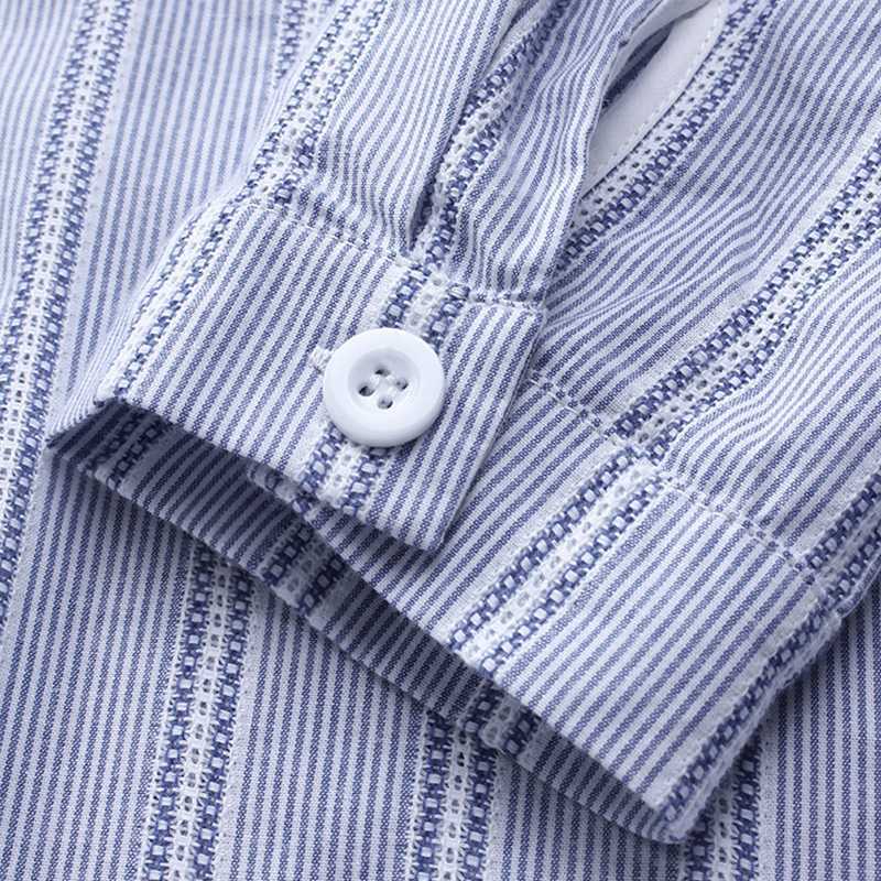 Women Blouse Ladies Autumn Long Sleeve Striped Shirts Casual Side Buttons Irregular Blouse V Neck Blusas Work Top Plus Size Y200930