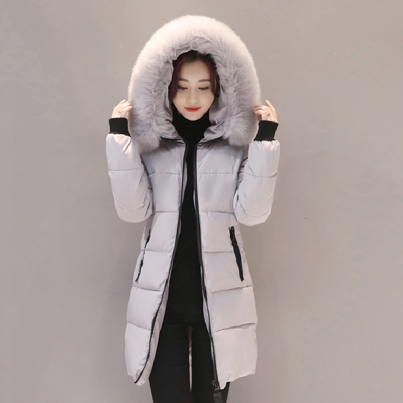 Womens Winter Jacket With Fur Collar Long Parka Outwear Warm Hooded Coat For B4