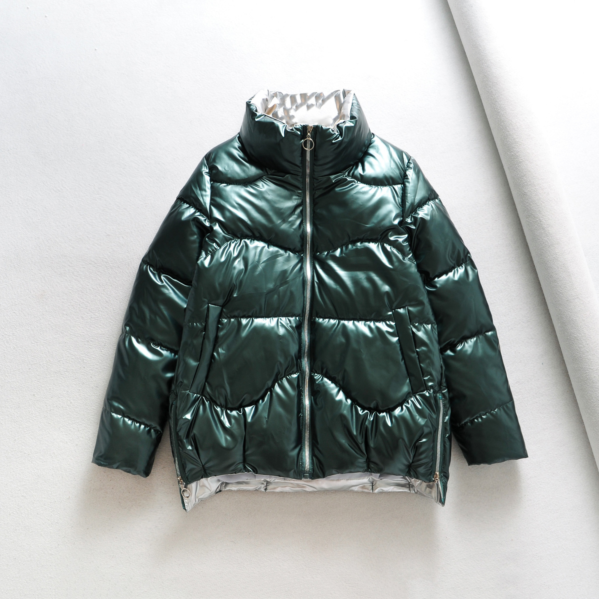 Women Winter Parkas Shiny Fabric Jackets Thick Warm Down Cotton Coats Solid Parkas Zipper Padded Pocket Cold Outwear 200928