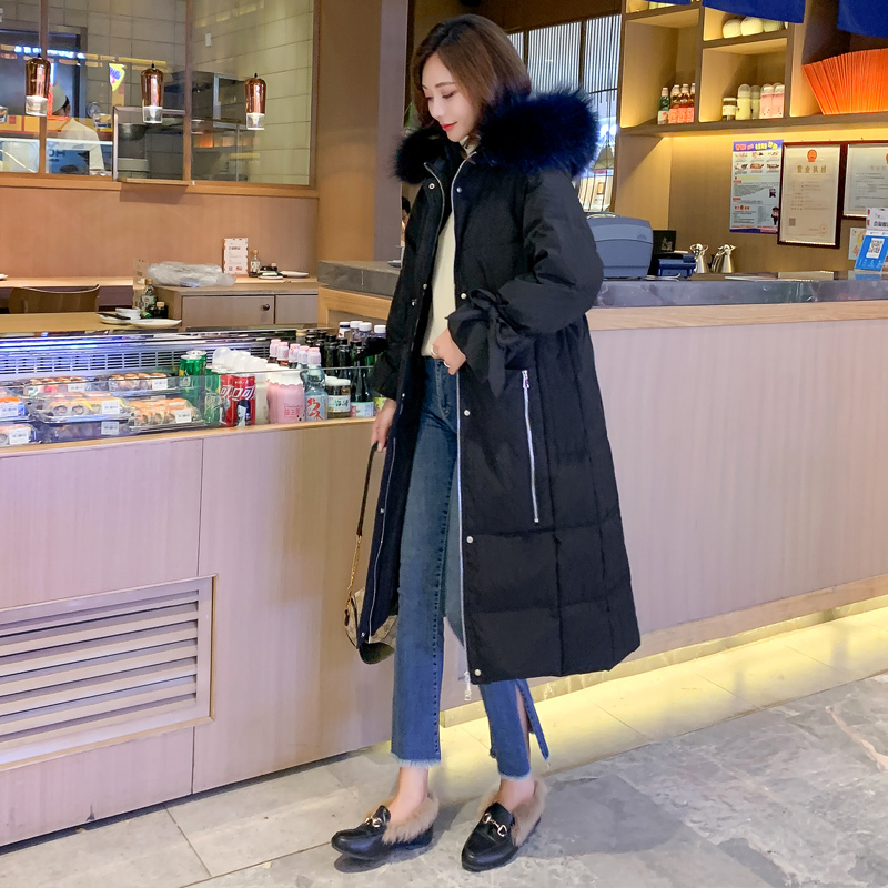 New Arrival Black/Pink Big Fur Warm Coats Parka Women Long Jackets Thick White Duck Down Ladies Jacket Down Women Warm Coat LJ201127