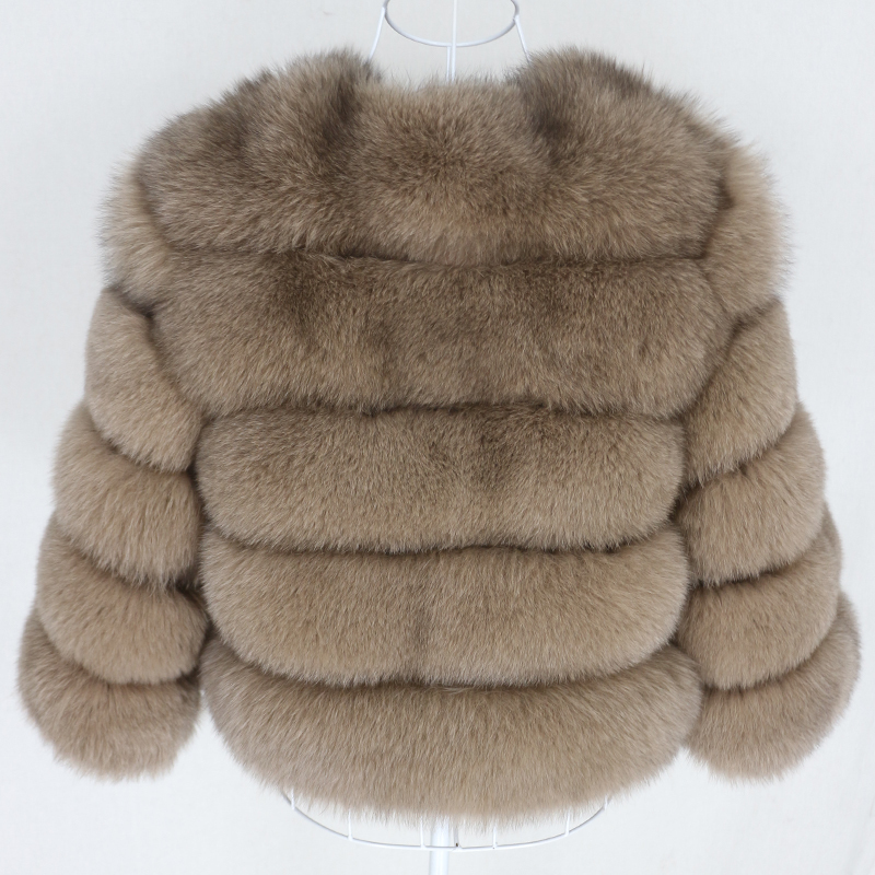 OFTBUY Winter Jacket Women Real Coat Natural Big Fluffy Fox Fur Outerwear Streetwear Thick Warm Three Quarter Sleeve 201212