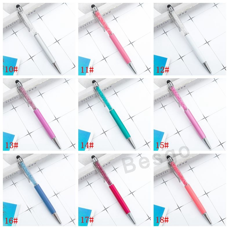 Fine Crystal Ballpoint Pen 1mm Fashion Creative Stylus Touch Pen Writing Stationery Office School Ballpen Black Ballpoint Pens